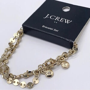 J. Crew Gold Disc Bracelet Set NWT